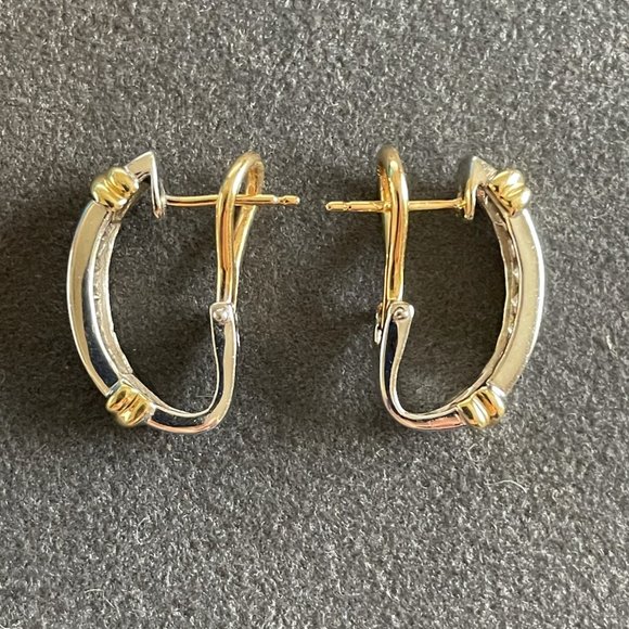 14K White/Yellow Gold Diamond Earrings - Picture 6 of 9